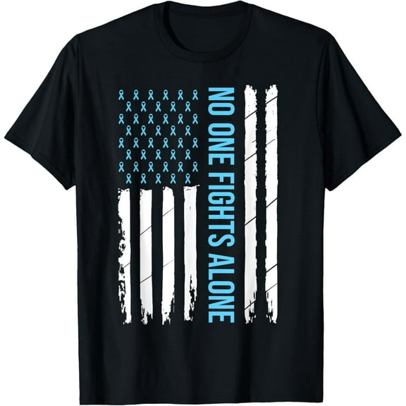 USA Prostate Cancer Awareness Light Blue Ribbon Survivor T-Shirt100% cotton short-sleeved shirt for both men and women