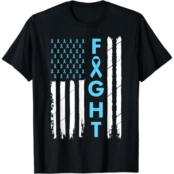 USA Prostate Cancer Awareness Light Blue Ribbon Survivor T-Shirt