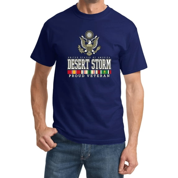 USA Proud Desert Storm Veteran Eagle T-shirt, Medium Navy