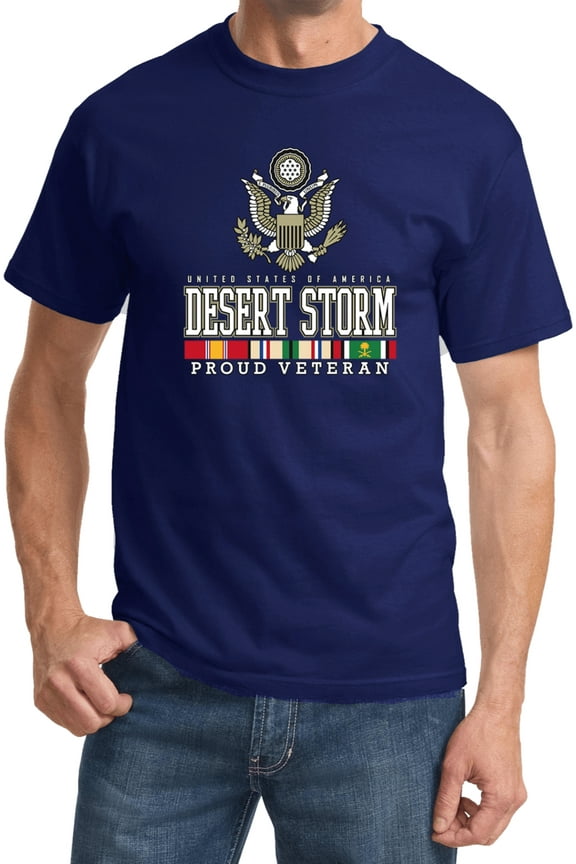USA Proud Desert Storm Veteran Eagle T-shirt, Small Navy