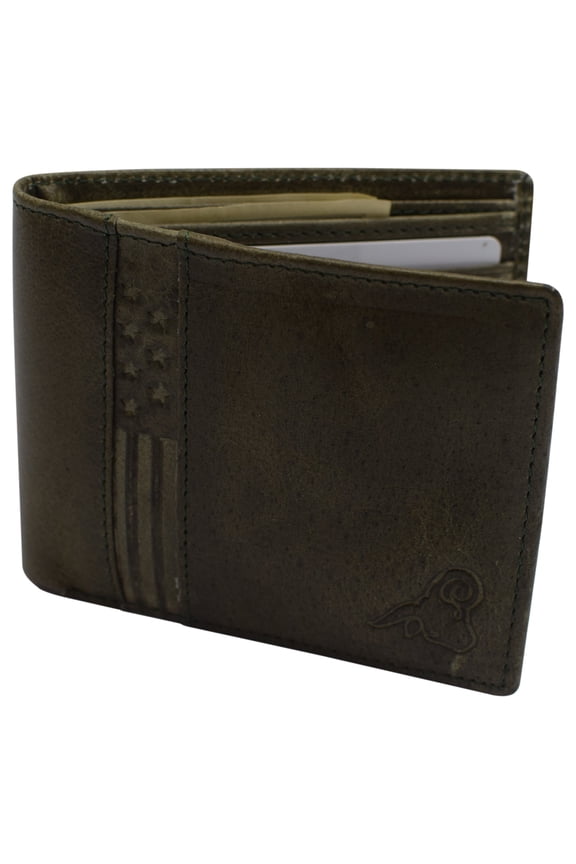 USA RFID Mens Wallet Slim Passcase Bifold with ID Window & Gift Box US Design