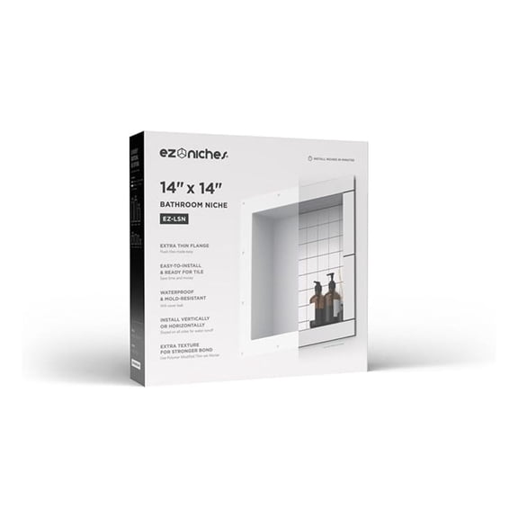 USA - Ready for Tile Niche Preformed Bathroom Recess It Shower Shampoo Shelf (14" X 14")