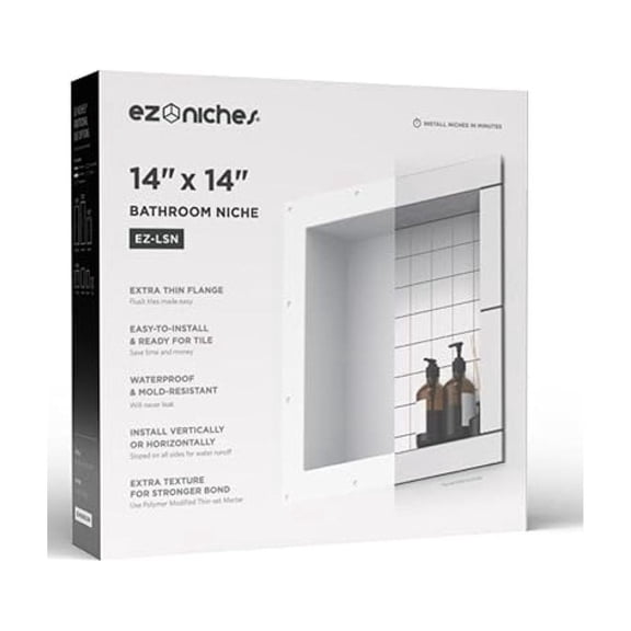 USA - Ready for Tile Niche Preformed Bathroom Recess It Shower Shampoo Shelf (14" X 14")