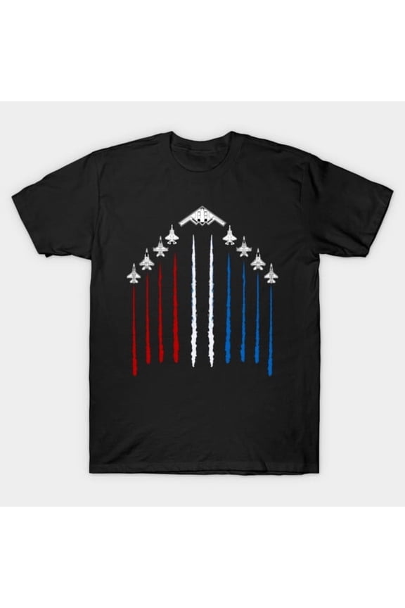 USA Red White And Blue Fighter Jets 4th of July Funny Patriotic Military Unisex T-Shirt