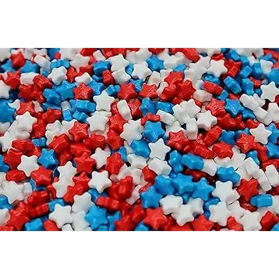 USA Red White & Blue Hard Candy Stars 1 Pound- Independence Day Patriotic Star Shaped Candy