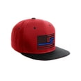 thumbnail image 1 of USA Redesign Flag Thin Blue Red Line Support American Servicemen Snapback Hat (Thin Blue Line, Red Black Cap), 1 of 4