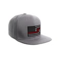 thumbnail image 1 of USA Redesign Flag Thin Blue Red Line Support American Servicemen Snapback Hat (Thin Red Line, Grey Cap), 1 of 4