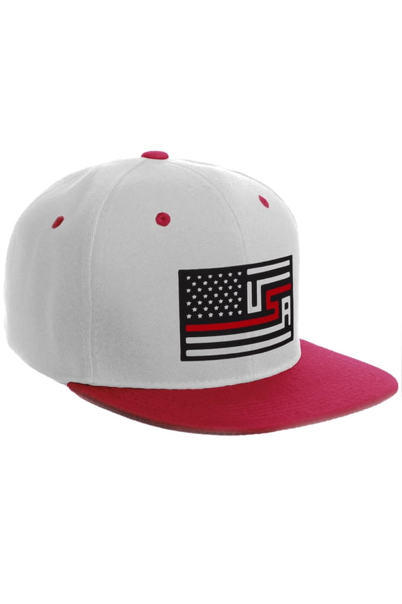 USA Redesign Flag Thin Blue Red Line Support American Servicemen Snapback Hat