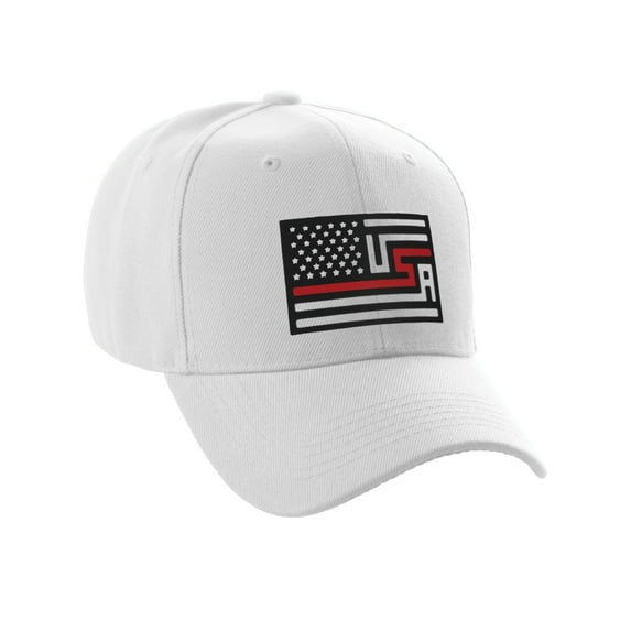 USA Redesign Flag Thin Red Blue Line Classic Baseball Hat Remembering Fallen Cap, Thin Red Line, White Cap