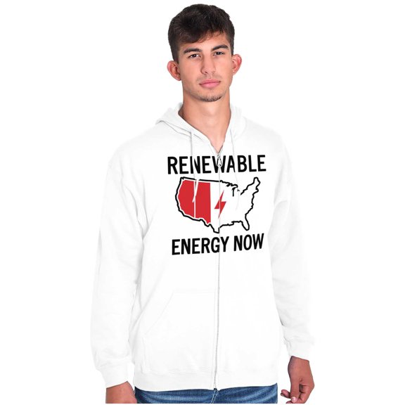 USA Renewable Energy Climate Change Zip Up Hoodie Men's Women's Brisco Brands L