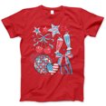 thumbnail image 1 of USA Retro 4th of July Graphic T-Shirt – Red White Blue Milkshake, Bow, Disco Ball & Cherry Tee – Patriotic Cute Summer Shirt for Women & Girls, Independence Day Style, 1 of 7