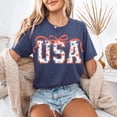 thumbnail image 1 of USA Retro Checker Floral Coquette T-shirt, Trendy 4th of July Shirt, Varsity USA Daisy Shirt, America vintage Shirt, Independence Day TH120641, 1 of 5