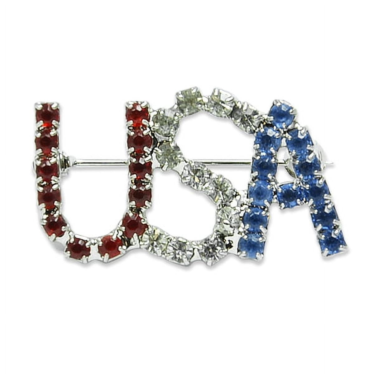 USA Rhinestone Pin - Red, White, Blue 1 3/8
