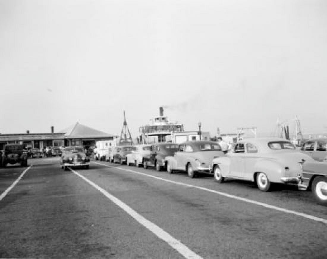 USA Rhode Island Jamestown cars waiting for ferry Canvas Art - (18 x 24)