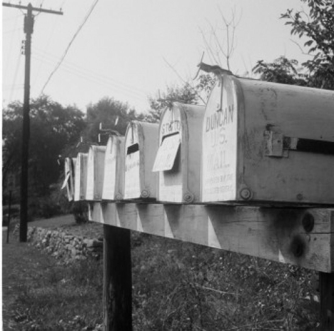 USA Row of rural mail boxes Canvas Art -  (24 x 36)