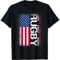 thumbnail image 1 of USA Rugby American Flag Distressed Rugby 4th of July Gift T-Shirt, 1 of 3