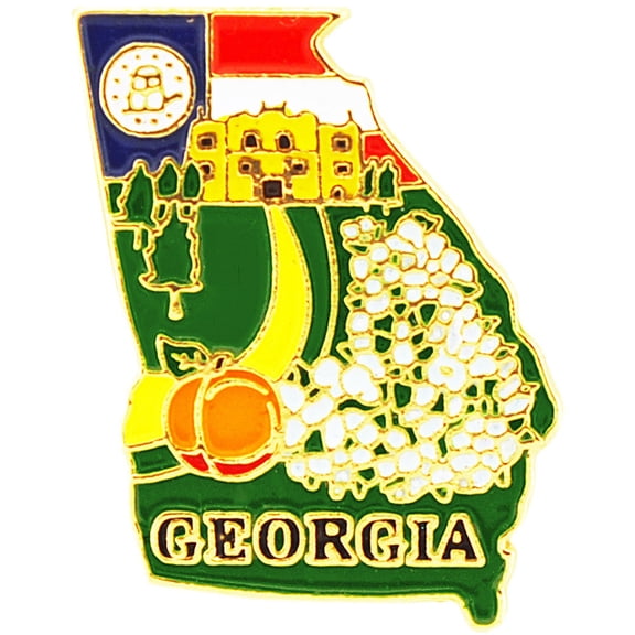 USA STATES, GEORGIA Map - Original Artwork, Expertly Designed PIN - 1"