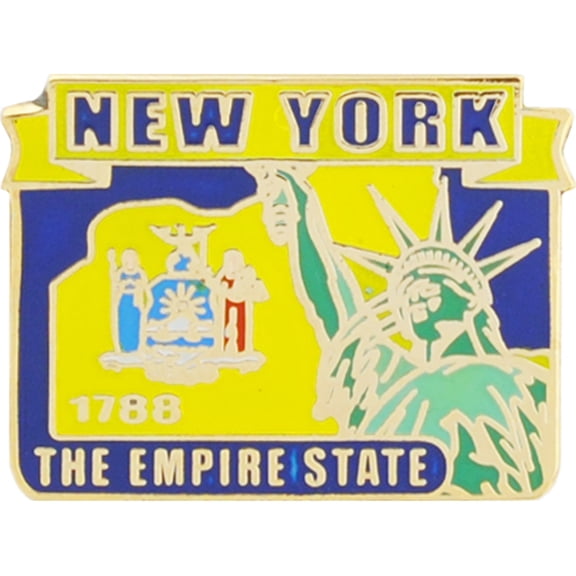 USA STATES, NEW YORK Map - Original Artwork, Expertly Designed PIN - 1"