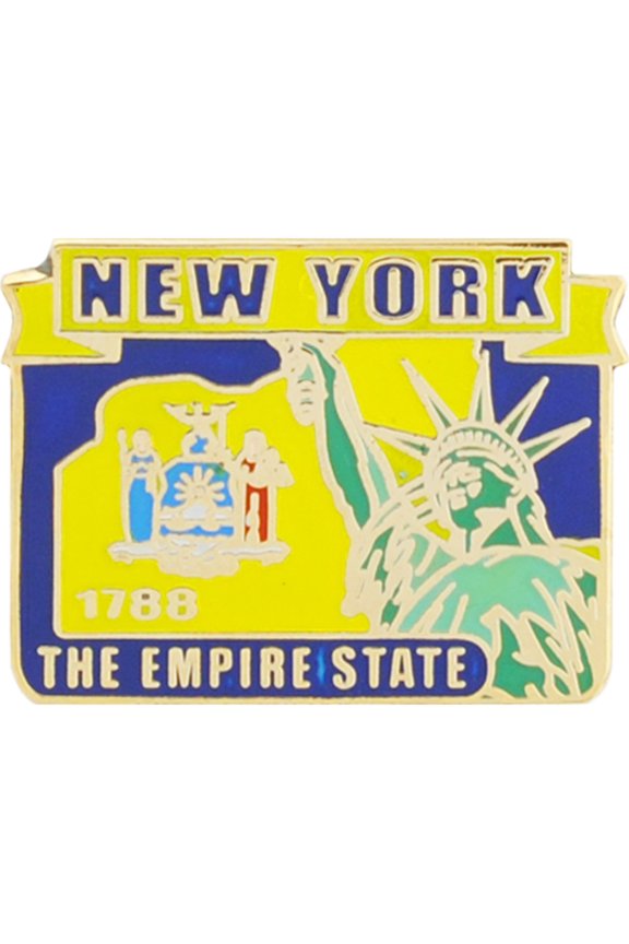 USA STATES, NEW YORK Map - Original Artwork, Expertly Designed PIN - 1"