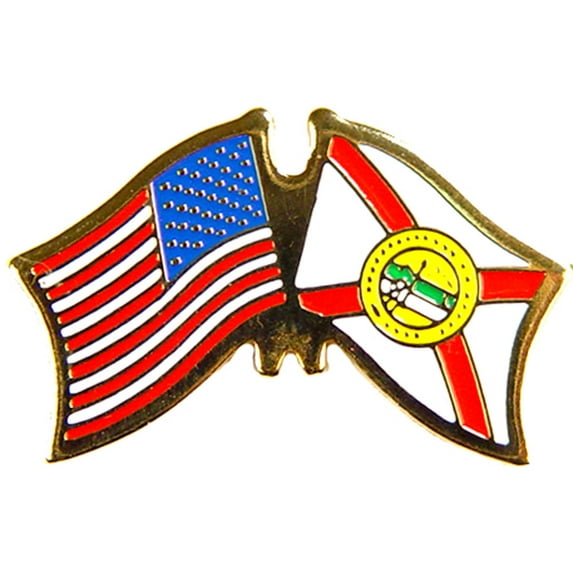 USA STATES, USA & FLORIDA Cross Flags - Original Artwork, Expertly Designed PIN - 1.125"