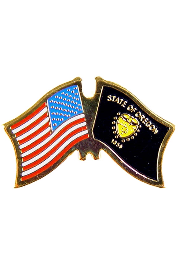 USA STATES, USA & OREGON Cross Flags - Original Artwork, Expertly Designed PIN - 1.125"