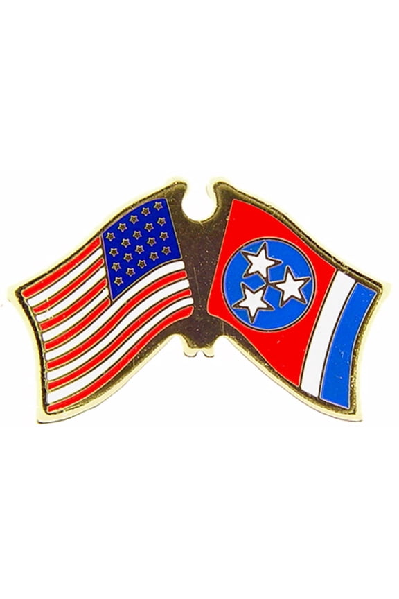 USA STATES, USA & TENNESSEE Cross Flags - Original Artwork, Expertly Designed PIN - 1.125"