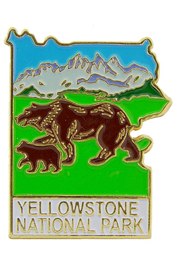 USA STATES, Yellow Stone National Park - Original Artwork, Expertly Designed Pin - 1"