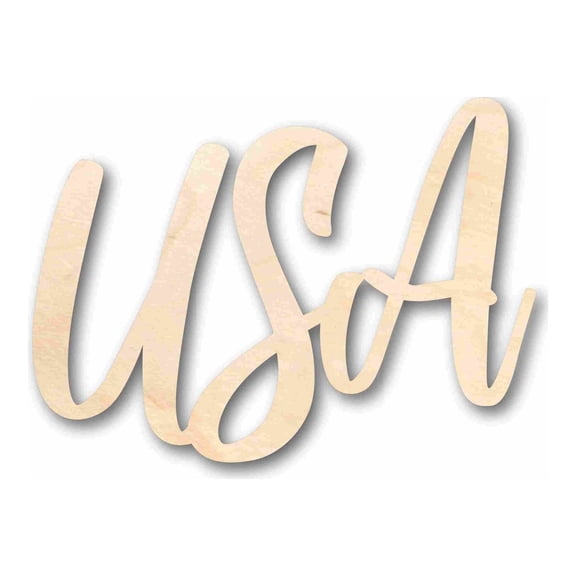 USA Script Letters Craft Unfinished Wood Cutout Font DIY handmade Gift 4" / 1/4"