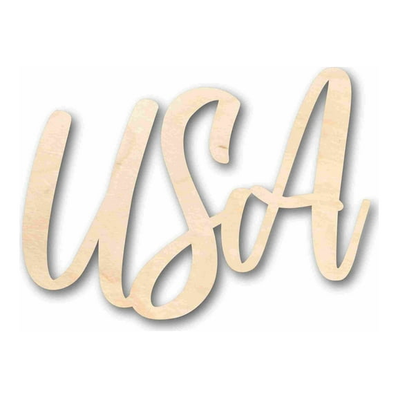 USA Script Letters Craft Unfinished Wood Cutout Font DIY handmade Gift 42" / 3/4"