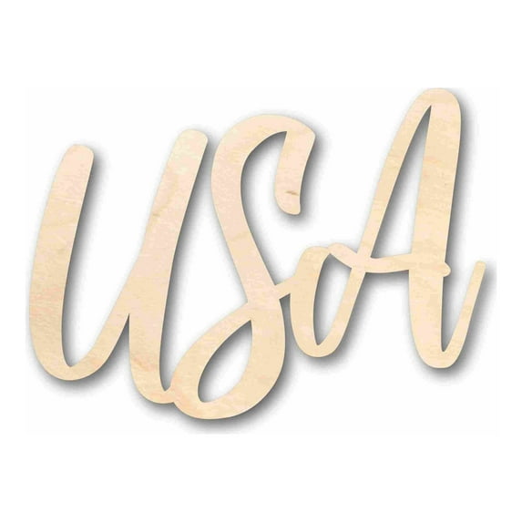 USA Script Letters Craft Unfinished Wood Cutout Font DIY handmade Gift 46" / 1/2"
