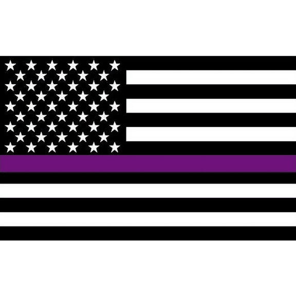 USA Security Memorial Purple Line 3'X5' Flag ROUGH TEX 100D