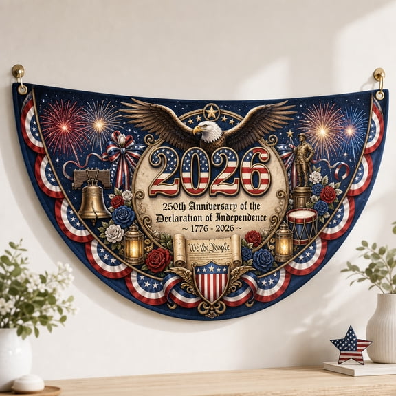 USA Semicircle Fence Flag 250th Anniversary Independence Banner