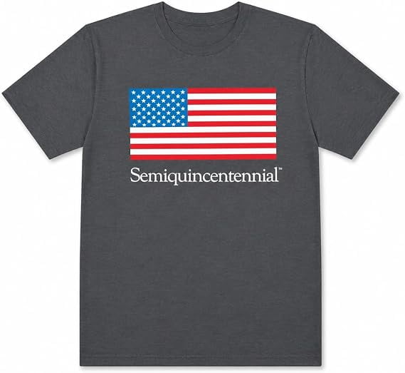 USA Semiquincentennial 250th Anniversary American Flag Graphic T-Shirt, Patriotic Independence Celebration Tee, Unisex Adult Charcoal, Small