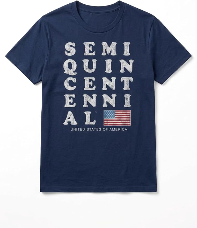 USA Semiquincentennial 250th Anniversary T-Shirt, Vintage Patriotic Graphic Tee, United States of America Independence Celebration, Unisex Adult Navy, XXXL