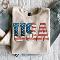 thumbnail image 1 of USA Sequin Flag Sweatshirt, Sparkle American Letters Pullover, Patriotic 4th of July Glitter Shirt BTO, 1 of 5