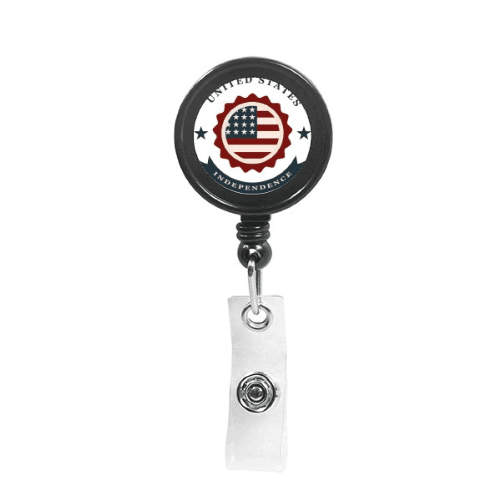 USA Shied Independent Day America Retractable Keychain Badge Holder ID Badge