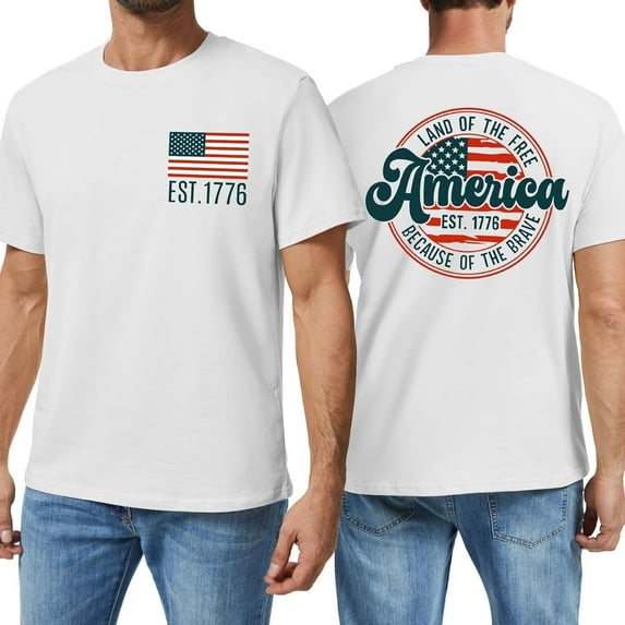 USA Shirt American Flag Shirt for Men 4th of July T Shirt Patriotic Tee Casual Short Sleeve Tops