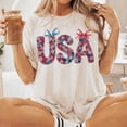 thumbnail image 1 of USA Shirt T-Shirt 4th of July, Patriotic Flower Letters T-Shirt, Fourth of July Sublimation Design, Floral American Flag T-Shirt, Red White Blue Tee, 1 of 5