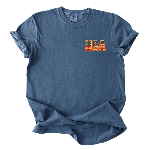 USA Shirt with Embroidered Design, Patriotic Unisex Fit Tee