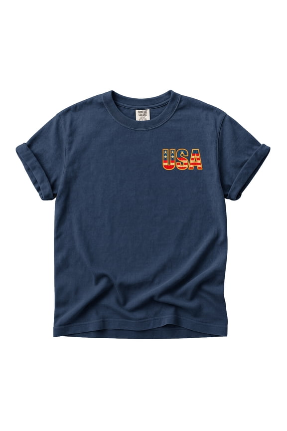 USA Shirt with Embroidered Design, Patriotic Unisex Fit Tee