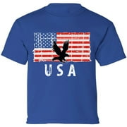 DREAMTEES USA Shirts for Kids Boys Girls - 4th of July American Flag Eagle Tee