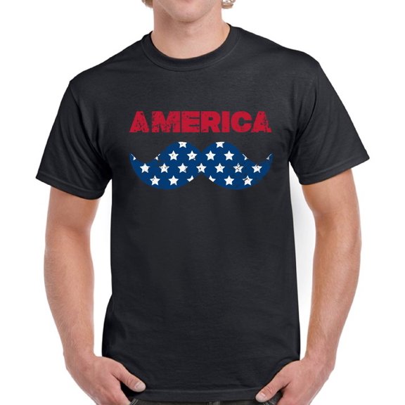USA Shirts for Men - 4th of July America USA Mustache Graphic Patriotic Outfit