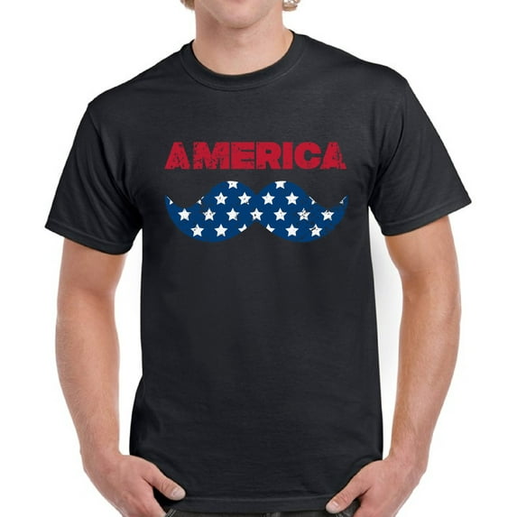 USA Shirts for Men - 4th of July America USA Mustache Graphic Patriotic Outfit