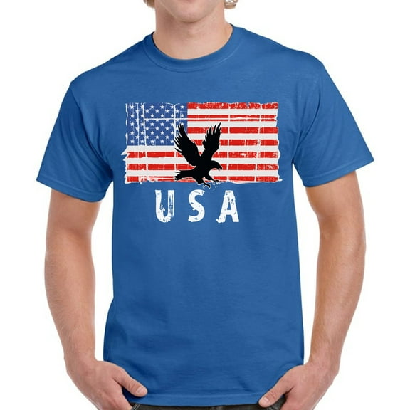 USA Shirts for Men - 4th of July American Flag Eagle Tee