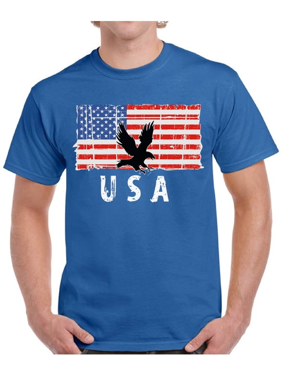 USA Shirts for Men - 4th of July American Flag Eagle Tee