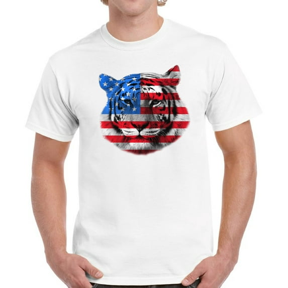 USA Shirts for Men - 4th of July American Tiger Graphic Patriotic Outfit