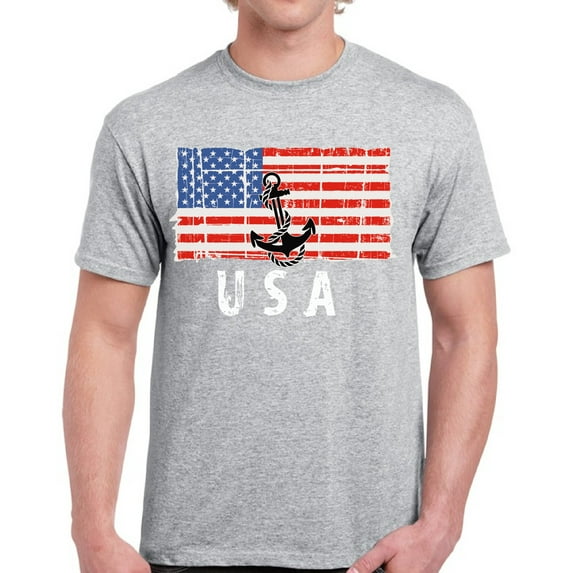 USA Shirts for Men - 4th of July Anchor USA Graphic Patriotic Outfit