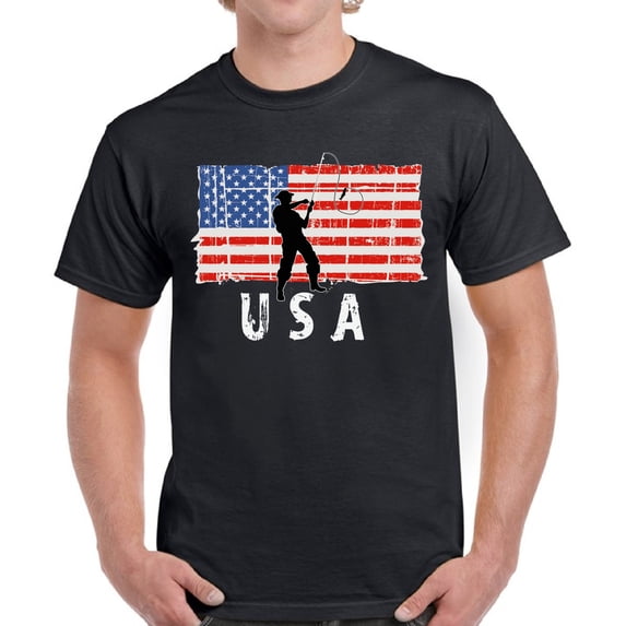 USA Shirts for Men - 4th of July Fishing USA Graphic Patriotic Outfit