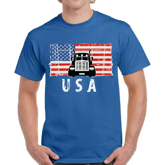 USA Shirts for Men - 4th of July Truck USA Graphic Patriotic Outfit