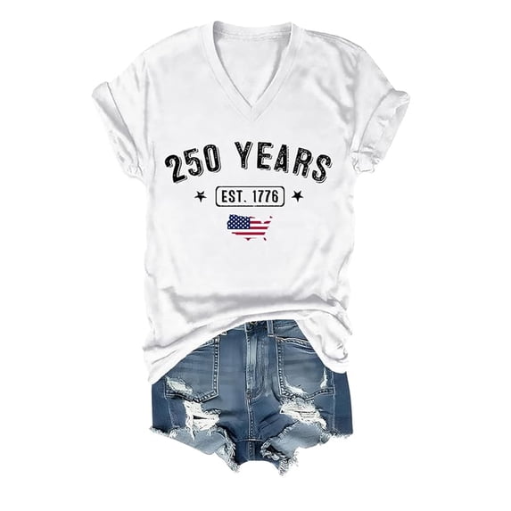 USA Shirts for Women 250 Years American Flag Shirt 4th of July Tshirt Patriotic Tees Casual Graphic Tops